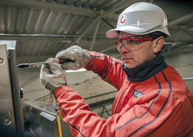 Konecranes technician working on hoist