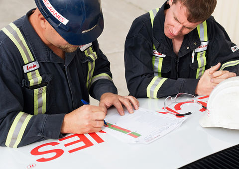 Konecranes technicians performing safety check