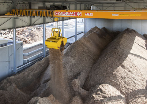 A Konecranes crane being operated at a facility.