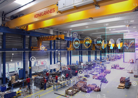 A view from factory using Konecranes cranes.