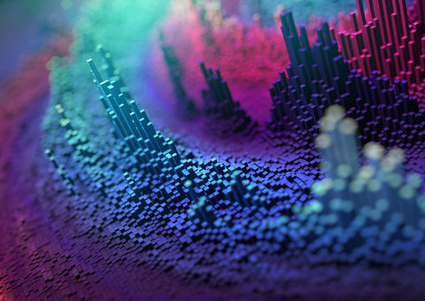 Abstract image of different color sticks at different levels.