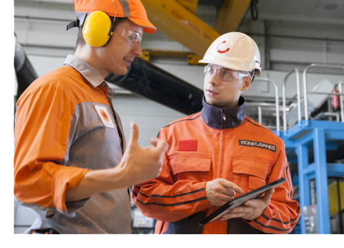 Technician and customer